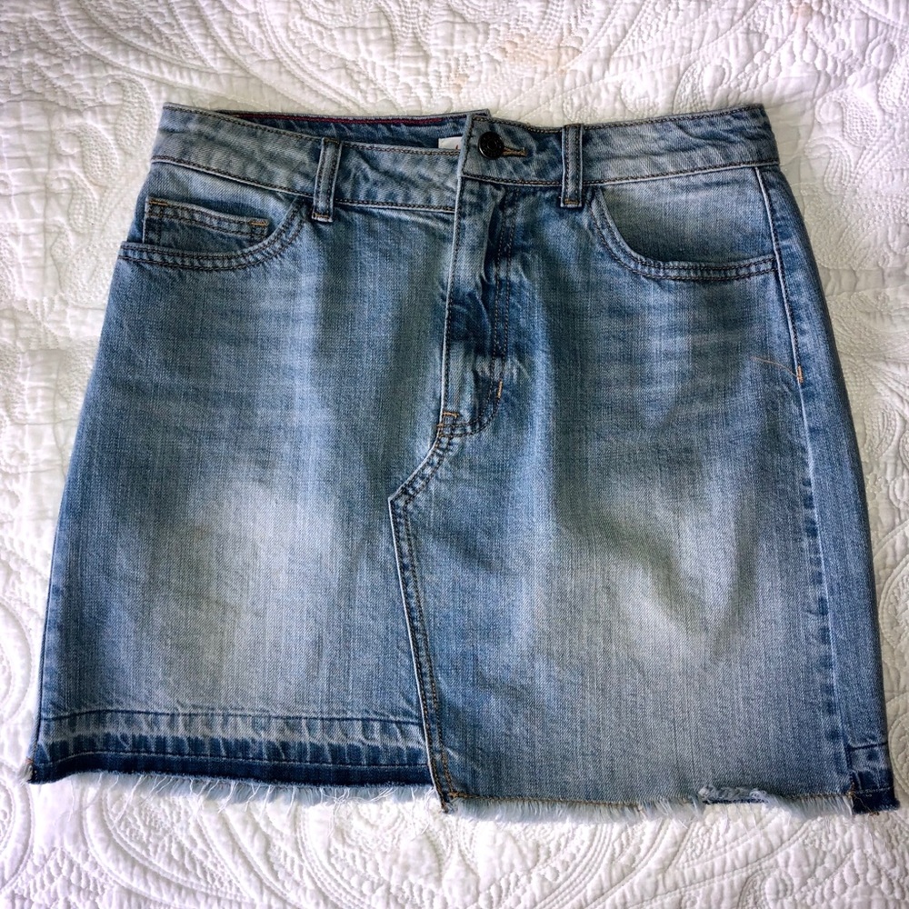 Asymmetrical Cello Denim Jean Skirt